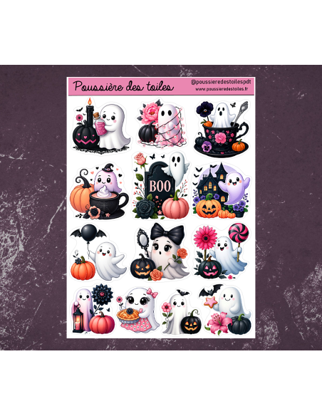 Réf 101 Feuille d’autocollants, Stickers pour Bullet Journal Halloween
