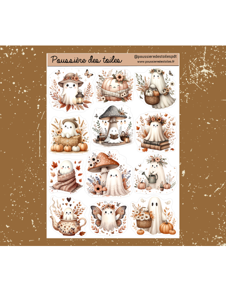Réf 102 Feuille d’autocollants, Stickers pour Bullet Journal Halloween