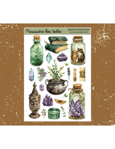 Réf 124 Feuille d’autocollants, Stickers pour Bullet Journal ésotérisme