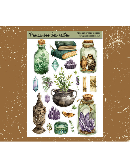 Réf 124 Feuille d’autocollants, Stickers pour Bullet Journal ésotérisme