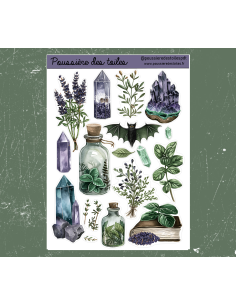 Réf 126 Feuille d’autocollants, Stickers pour Bullet Journal ésotérisme