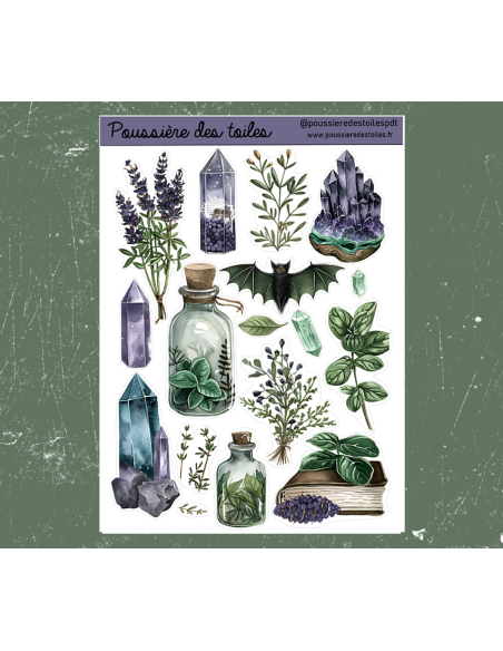 Réf 126 Feuille d’autocollants, Stickers pour Bullet Journal ésotérisme