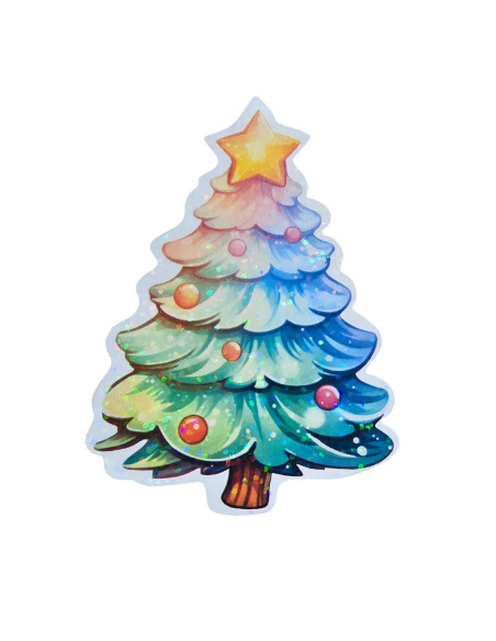 Stickers holographique sapin de noël