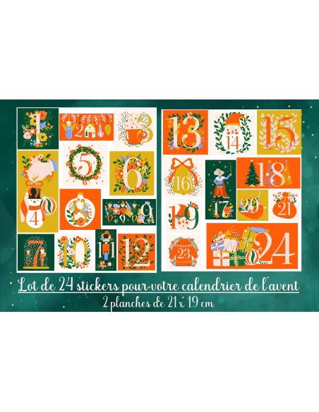 Lot de 24 stickers pour calendrier de l'avent