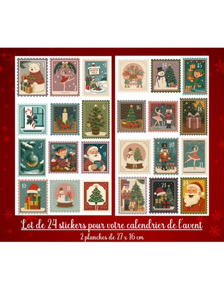 Lot de 24 stickers pour calendrier de l'avent