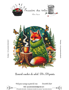 Grille point de croix : Renard coucher de soleil Papier