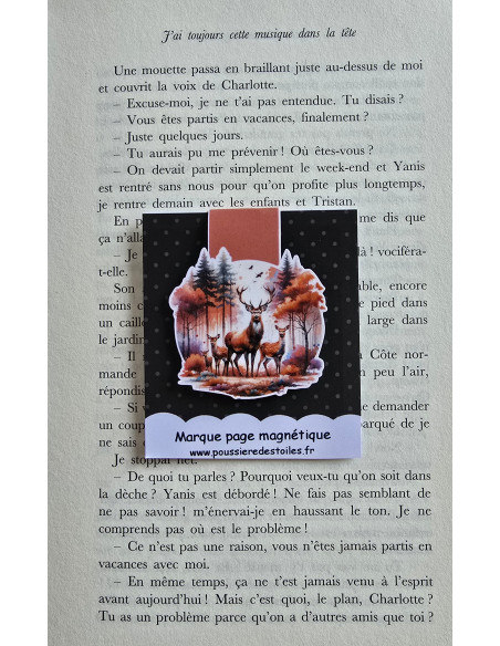 Marque page magnétique cerfs