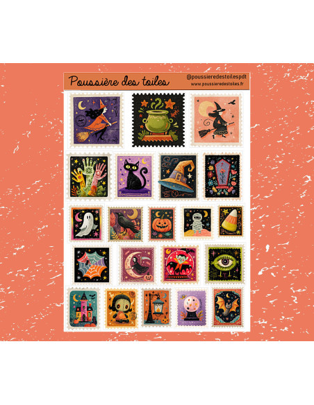 Réf 128 Feuille d’autocollants, Stickers pour Bullet Journal timbres