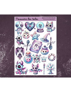 Réf 130 Feuille d’autocollants, Stickers pour Bullet Journal halloween