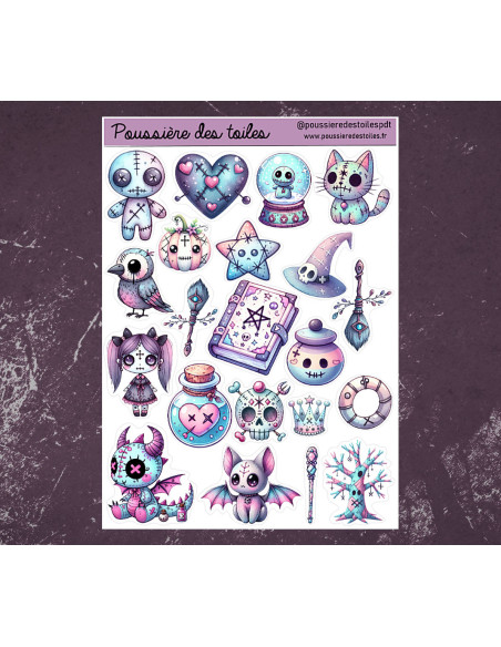Réf 130 Feuille d’autocollants, Stickers pour Bullet Journal halloween