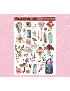 Réf 131 Feuille d’autocollants, Stickers pour Bullet Journal ésotérisme