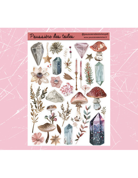 Réf 131 Feuille d’autocollants, Stickers pour Bullet Journal ésotérisme
