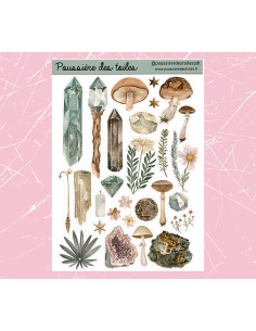 Réf 132 Feuille d’autocollants, Stickers pour Bullet Journal ésotérisme