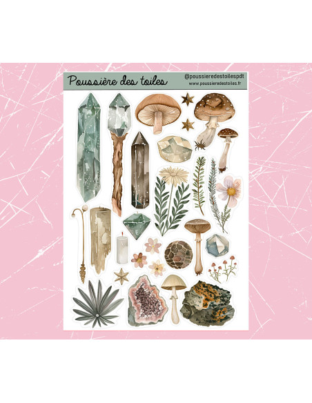 Réf 132 Feuille d’autocollants, Stickers pour Bullet Journal ésotérisme