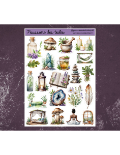 Réf 133 Feuille d’autocollants, Stickers pour Bullet Journal ésotérisme