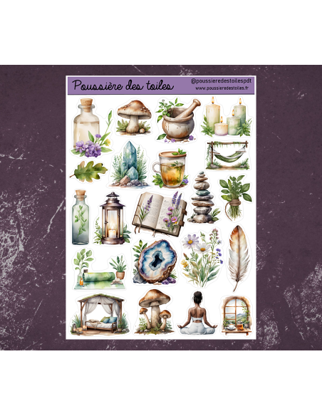 Réf 133 Feuille d’autocollants, Stickers pour Bullet Journal ésotérisme