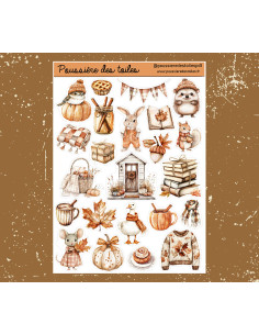 Réf 134 Feuille d’autocollants, Stickers pour Bullet Journal automne