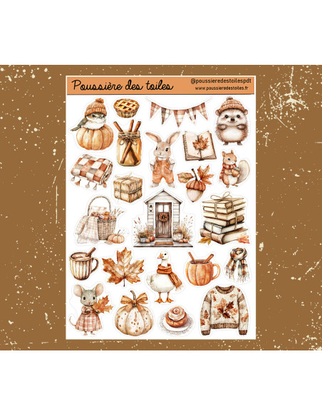 Réf 134 Feuille d’autocollants, Stickers pour Bullet Journal automne
