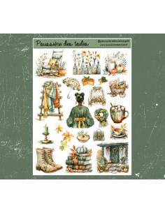 Réf 135 Feuille d’autocollants, Stickers pour Bullet Journal automne