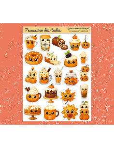 Réf 142 Feuille d’autocollants, Stickers pour Bullet Journal automne