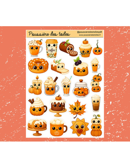 Réf 142 Feuille d’autocollants, Stickers pour Bullet Journal automne