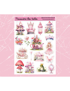 Réf 143 Feuille d’autocollants, Stickers pour Bullet Journal fairy