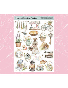 Réf 145 Feuille d’autocollants, Stickers pour Bullet Journal vintage