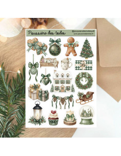 Réf 161 Feuille d’autocollants, Stickers pour Bullet Journal noël