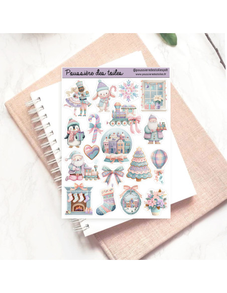 Réf 160 Feuille d’autocollants, Stickers pour Bullet Journal noël