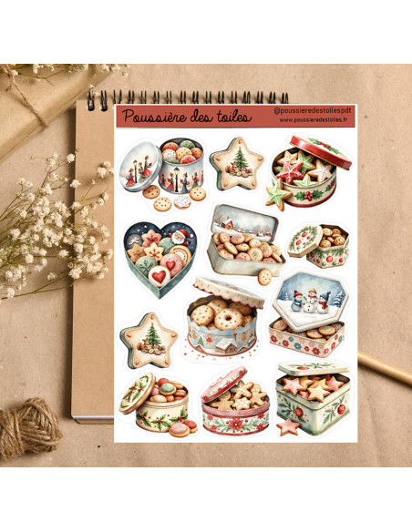 Réf 153 Feuille d’autocollants, Stickers pour Bullet Journal biscuits