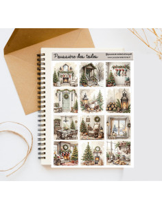 Réf 154 Feuille d’autocollants, Stickers pour Bullet Journal paysage