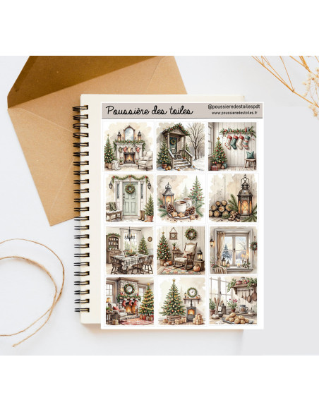 Réf 154 Feuille d’autocollants, Stickers pour Bullet Journal paysage