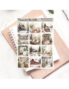 Réf 155 Feuille d’autocollants, Stickers pour Bullet Journal paysage