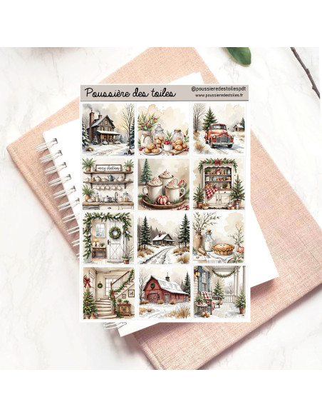 Réf 155 Feuille d’autocollants, Stickers pour Bullet Journal paysage