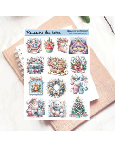 Réf 165 Feuille d’autocollants, Stickers pour Bullet Journal noel
