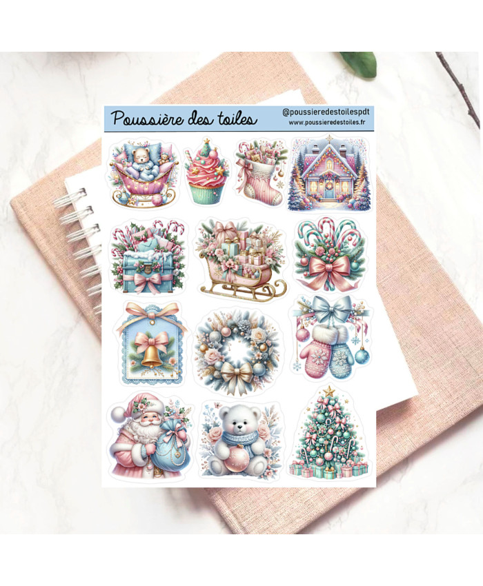 Réf 165 Feuille d’autocollants, Stickers pour Bullet Journal noel