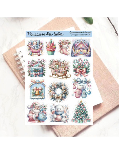 Réf 165 Feuille d’autocollants, Stickers pour Bullet Journal noel