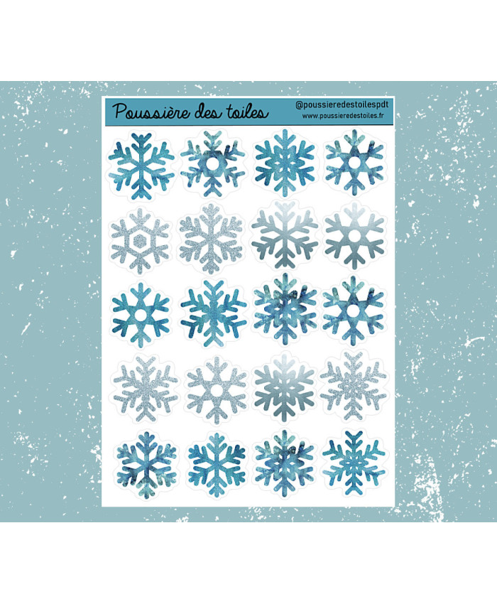 Réf 167 Feuille d’autocollants, Stickers pour Bullet Journal flocons