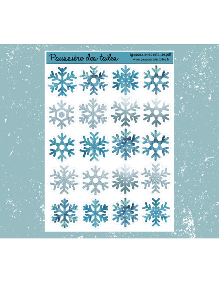 Réf 167 Feuille d’autocollants, Stickers pour Bullet Journal flocons