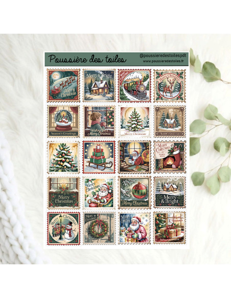Réf 170 Feuille d’autocollants, Stickers pour Bullet Journal noel