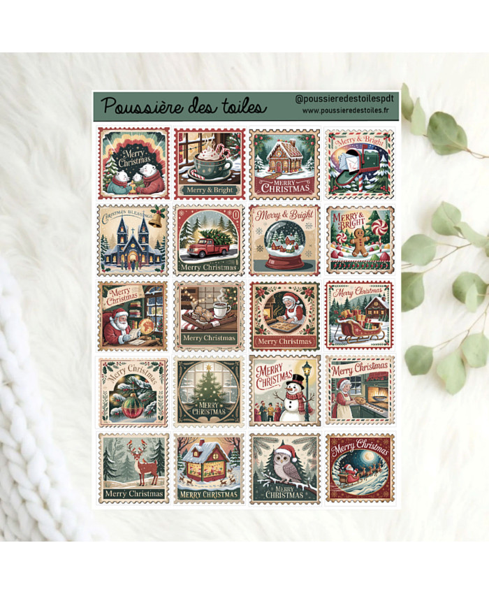 Réf 171 Feuille d’autocollants, Stickers pour Bullet Journal noel