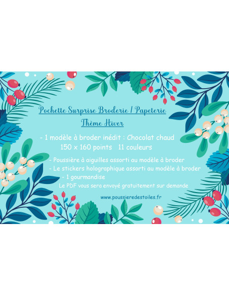 Pochette surprise broderie / papeterie thème hiver