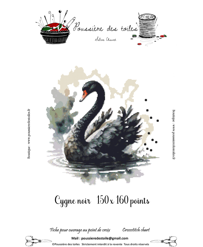 Grille point de croix : Cygne noir PDF