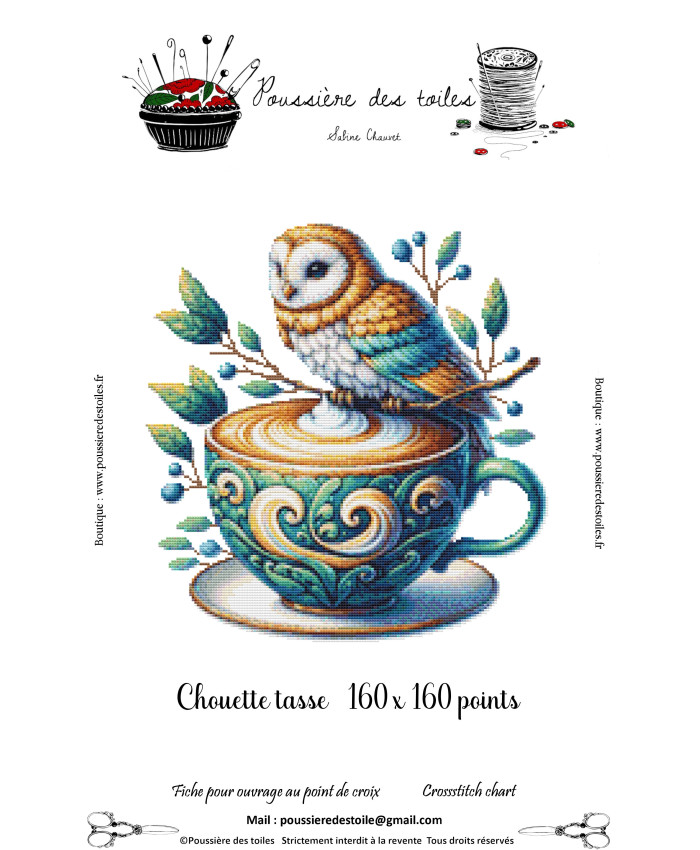Grille point de croix : Chouette tasse PDF