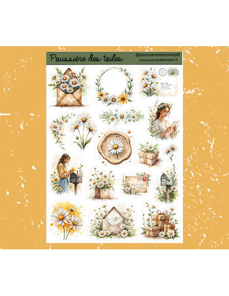 Réf 116 Feuille d’autocollants, Stickers pour Bullet Journal coorespondance