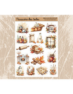 Réf 149 Feuille d’autocollants, Stickers pour Bullet Journal automne
