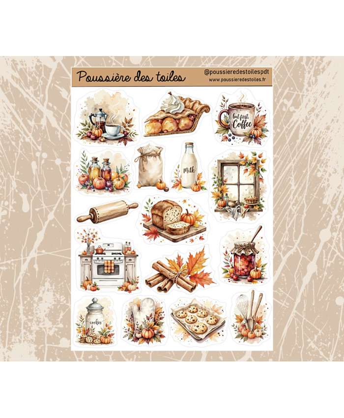 Réf 149 Feuille d’autocollants, Stickers pour Bullet Journal automne