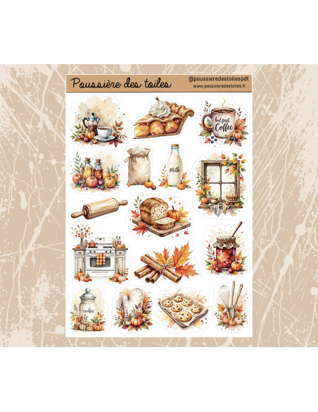 Réf 149 Feuille d’autocollants, Stickers pour Bullet Journal automne
