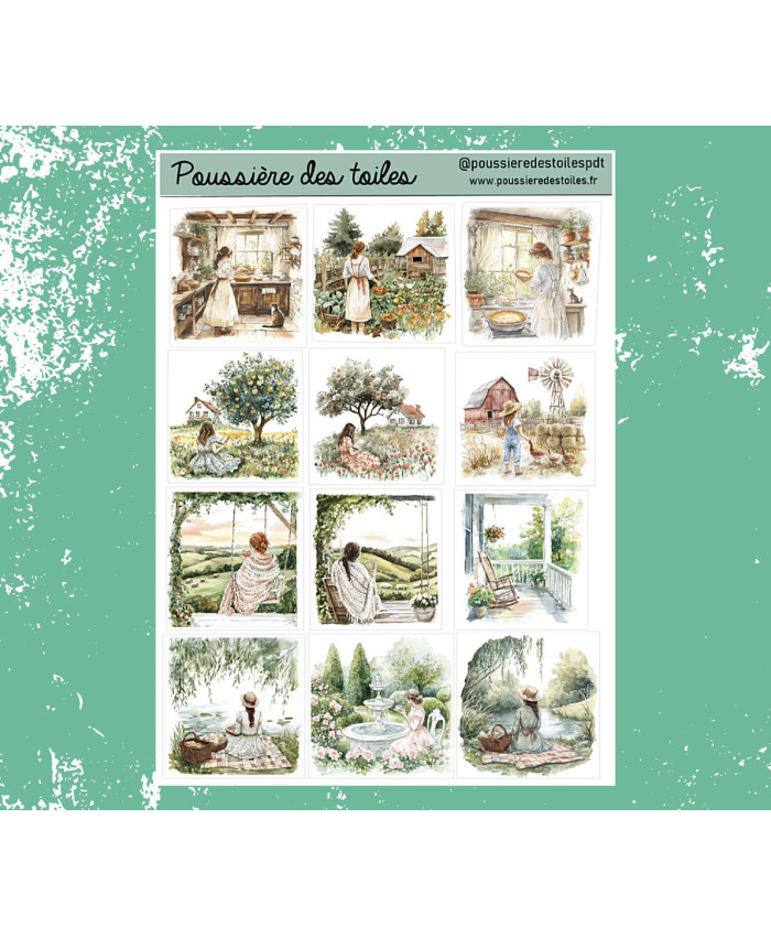 Réf 151 Feuille d’autocollants, Stickers pour Bullet Journal paysages