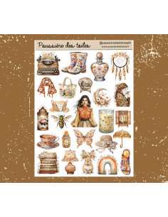 Réf 103 Feuille d’autocollants, Stickers pour Bullet Journal hippie